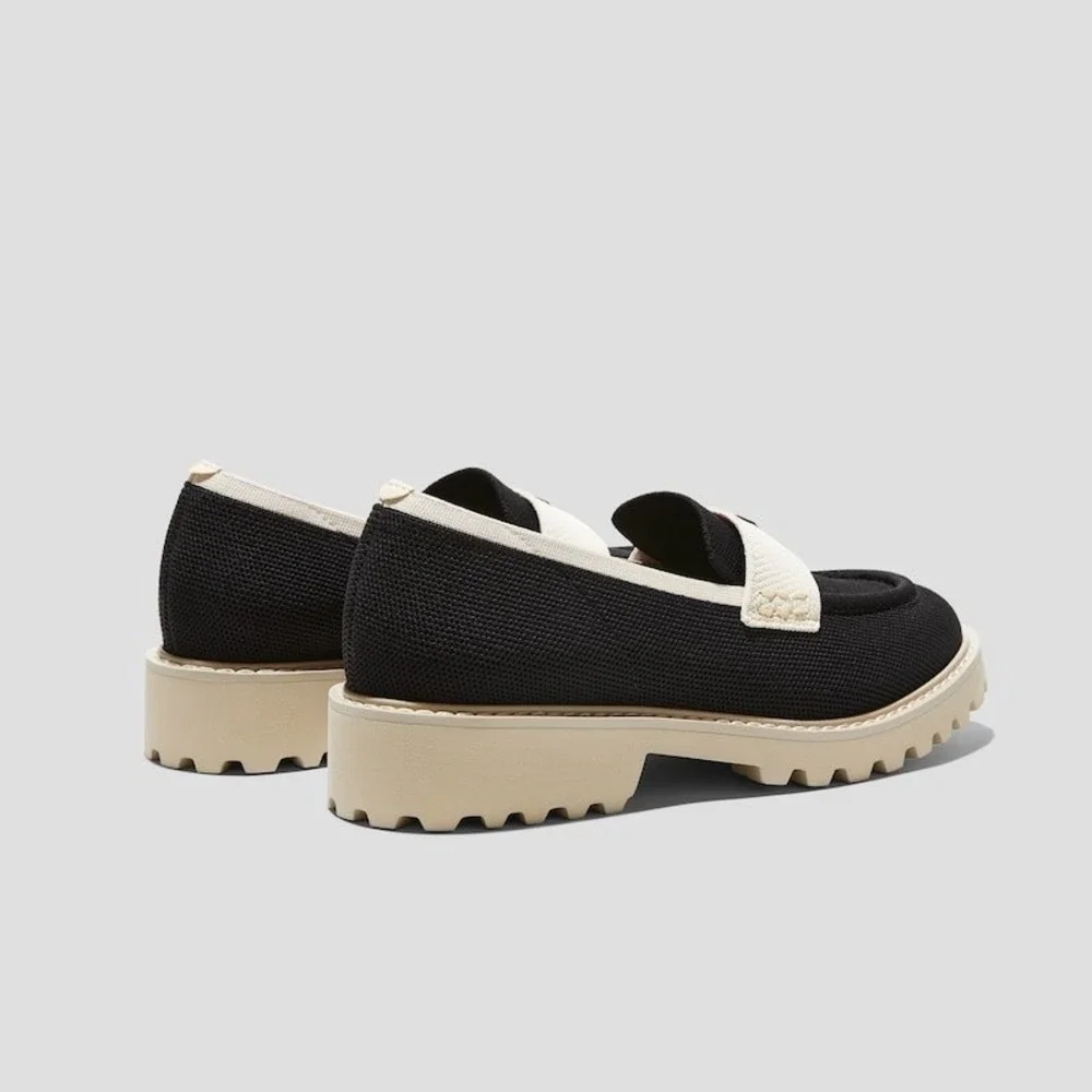 VIVAIA Round-Toe Platform Chunky Heel Loafers Black Slip On Shoes EU/38.5 US/7.5